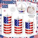 Tuanse Set of 3 Patriotic American Flag Flameless Candles 250th Anniversary Battery Operated 4th of July American Flag Pillar Candle, Mixed Size LED Light Candle for Table Dinner Independence Decor