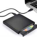 External CD DVD Drive, USB 2.0 Slim Protable External CD-RW Drive DVD-RW Burner Writer Player for Laptop Notebook PC Desktop Computer, Black