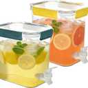2 Pack Plastic Beverage Dispenser with Spigot Clear Kitchen Fridge Drink Dispenser for Summer Iced Tea Parties Lemonade Juice Tea Beer Cold Water Lemonade Party Supplies