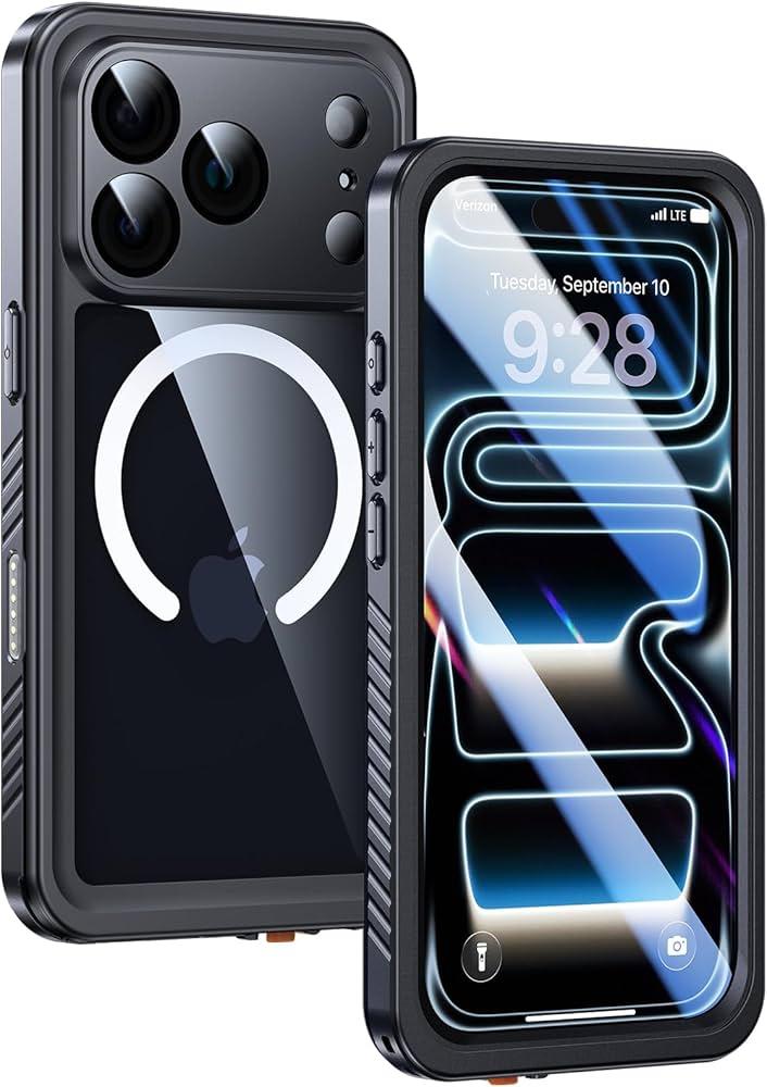 Magnetic for iPhone 17 Pro Max Case, IP68 Waterproof Dustproof, Built-in Screen Protector [Compatible with Magsafe] Heavy Duty Rugged Cover Full Body Phone Case, 6.9 inch, Black