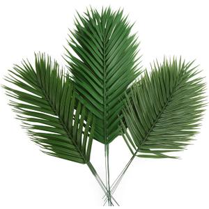 CCINEE 12 PCS Artificial Palm Leaves, Assorted Sizes Faux Large Palm Fronds Fake Tropical Plant Simulation Safari Leaves with Stems for Home Hawaiian Luau Party Jungle Beach Theme Party Decoration