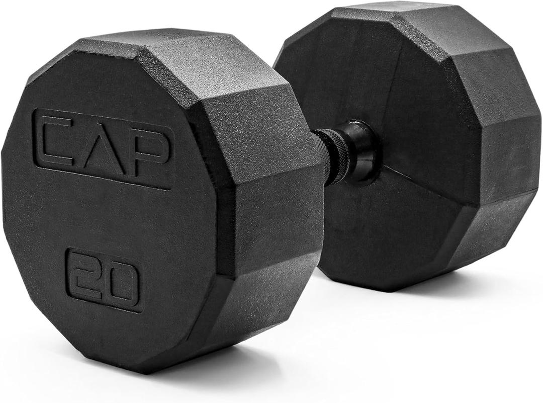 CAP Rubber Coated Dumbbell Weights, Free Weights for Home Gym Strength Training, Anti-Roll Hex Dumbbells with Black, Chrome & Comfort Grip Handles, Singles
Style:12-Sided - Black Handle
Size:20 lb