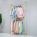 Industrial Pipe Clothes Rack, Wall Mounted Black Iron Garment Bar, Multi-Purpose Hanging Rod for Closet Storage (Gold)