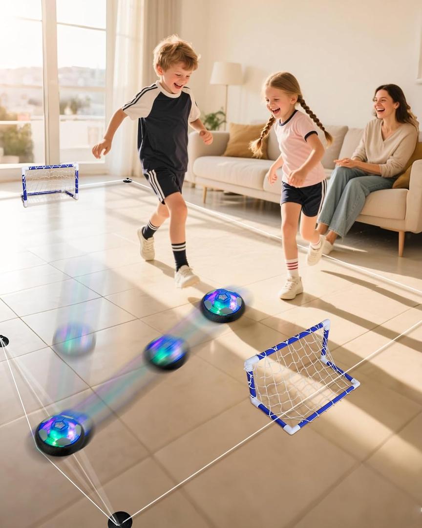 3 x Air Powered Soccer Ball for Indoor & Outdoor Play Springy Rebound Rope with Mini Goals, Fun for Kids & Families
