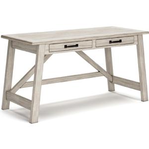 Signature Design by Ashley Carynhurst Farmhouse Large Leg Home Office Desk, 2 Storage Drawers, Vintage Bronze Hardware, Wood, 60.25" Wide, Antique White
