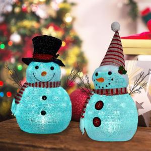 GarveeHome Lighted Christmas Snowman, 2 ft Winter Snowman Decorations with Built-in Lights, Black Hat, Scarf, Pre-Lit Outdoor Christmas Decor for Holiday Garden Yard Decorations
