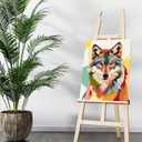 Bimkole Framed Paint by Numbers Kit for Adults Colorful Wolf, DIY Oil Painting on Canvas with Frame, Animals Paint by Numbers Set for Home Wall Decor 8x12 Inch/20x30 cm