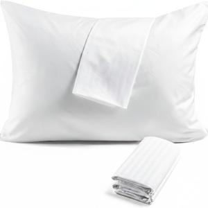 Toddler Travel Pillow Cover 100% Egyptian Cotton Pillowcase Set of 2 with Zipper Closure Small Pillow Case 500 Thread Count Travel Pillowcase (White Solid, Toddler 12X16)