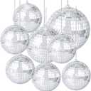 8 Pieces Mirror Disco Balls Silver Hanging Disco Light Mirror Ball for Retro Party, Fun Party, Home Bands Decorations
