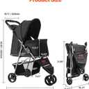 VEVOR Pet Stroller, 35 lbs Weight Capacity, Foldable Dog Cart, 3 Wheels Cats Carts with Mesh Windows and Cup Holders, Portable Pet Carrier Stroller with Brake, for Small to Medium Pets