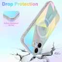 Cute Case for iPhone 16 Plus Case for Women Girls [ Compatible with Magsafe ] Clear Glitter Girly Aesthetic Rainbow Sparkly Bling Magnetic Phone Cover, Iridescent Geometry