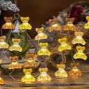Cute Bear Decor String Lights, Fairy Theme Decorations Lights for Shower Decorations, Remote 8.5ft 20 LEDs with Battery & USB Plug in for Christmas Party Bedroom Camping Birthday Gift