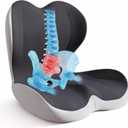 Seat Cushion for Office Chair and Car, Back & Tailbone Pain Relief, Raised Cushion for Back and Butt, Improves Sitting Posture, Ergonomic Memory Foam Lumbar Cushion, Double-Sided Anti-Slip (1 PCS)