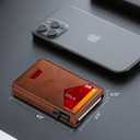 Wallet for Men, Slim Minimalist Wallet with Money ClipID Window, RFID Blocking Pop-Up Credit Card Holder, Smart Auminum Mens Wallet Holds 9-13 Cards (Gift Box) (Red Brown)