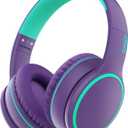 RORSOU R10 Over-Ear Headphones with Microphone, Lightweight Folding Stereo Bass Headset with 1.5M No-Tangle Cord, Portable Wired Headphones for Smartphone Tablet Computer MP3 / 4 (Purple)