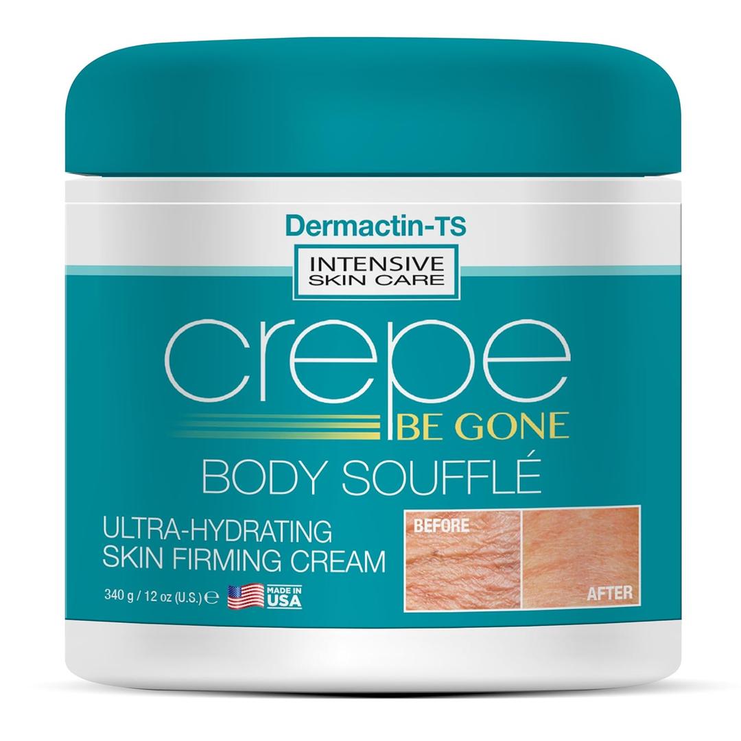 Crepe Be Gone Body Souffle Classic - Large 12 ounce - Ultra Hydrating Crepe Skin Firming Cream for Neck,Chest, Arms & Legs
