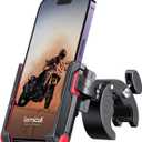 Lamicall Motorcycle Phone Mount Holder - [Camera Friendly] [1s Lock] Bike Phone Holder Handlebar Clamp, Bicycle Scooter Phone Clip, for iPhone Air, 17, 16, 15 Pro Max, Galaxy, 4.7-7" Phones, Red