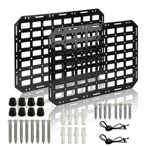 Rigid MOLLE Panel Pegboard Wall Panels, 15.7x11 Inch Heavy Duty Peg Board for Garage, Workshop, Truck & Trailer Storage, Versatile Modular Wall Mount Organizer with Elastics (2 Pack)