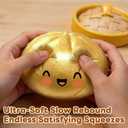 Glitter Dumpling Squishy, New Mystery Glitter Dumpling Squishies Box, Jumbo Squishy Toy with Steamer Box, Colorful Fidget Stress Balls, Soft Squeeze Decompression Dough Sensory Play Toy (Gold)