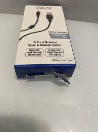 Zgear 6ft Braided Sync Charge Cable For Iphone Pack Of 2