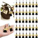 60 Pcs 2025 Mini Tassels for Craft 2.4inch Graduation Tassels Party Favors Mini Bookmark for Graduation Decor, Chocolates Decor, Keychain Making(Black)