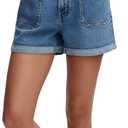 onlypuff Jean Shorts for Women Frayed Cut Off Denim Short High Waisted Ripped Distressed Mid Rise Trendy Summer Outfits