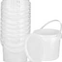Gerrii 10 Pack White Plastic Bucket with Handle and Lid Food Storage Bucket Containers All Purpose Pail for Multipurpose Paint Water Art Crafts Projects Garage Organization (White, 1.5 Quart)
