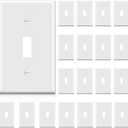 BESTTEN 20 Pack Light Switch Cover Plate, 1-Gang Toggle Wall Plate, Unbreakable Polycarbonate Faceplate Cover, Standard Size, UL Listed, White