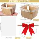 Kigley 24 Set Wooden Christmas Gift Baskets Empty Small Gift Basket with Cellophane Bags Bows Basket Kit for Thanksgiving DIY Picking Fruit Birthday Wedding Bow Party(4 Inch,Red)