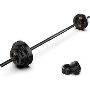 Barbell Bar Set - 45 LB Adjustable Weights-Lifting Standard Straight Bars