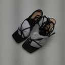 ISNOM Lace Up Heels Sandals for Women, Square Toe, Open Toe Thong, Stiletto Heels Design (8, Black)