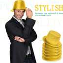Hillban 12 Pack Gold Hats Glitter Sequin Party Top Hats Bulk Disco Costume Accessories for Magician Birthday Celebration Magic Masquerades Cosplay Party Supplies