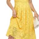 Atnlewhi Womens Spaghetti Strap V Neck Sleeveless A Line Lace Dresses for Evening Cocktail Formal Wedding Guest (Yellow, L)