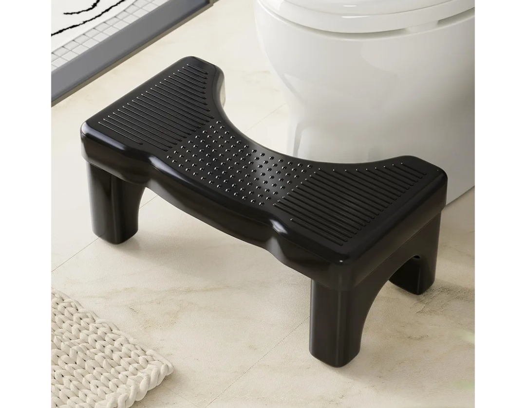 Black Toilet Stool Squat Adult, 7" Squatting Poop Stool for Toilets, Bathroom Foot Rest Stools for Pooping, Potty Toilet Step Stool for Toddlers & Adults, Non-Slip Pads