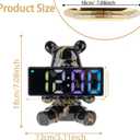 Resin Bear Statue Digital Clock Home Decor, Fluid Bear Tray Sculpture, Graffiti Art Figurine Home Ornament Decoration for Office, Living Room, Bedroom, Book Shelf, TV Cabinet, Desktop (Black)