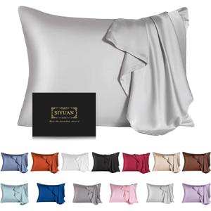 Mulberry Silk Pillowcase for Hair and Skin,Cooling Silk Pillow Case with Hidden Zipper,Allergen Proof Dual Sides Soft Breathable Smooth Silk Pillow Cover for Women (Light Gray, Toddler)