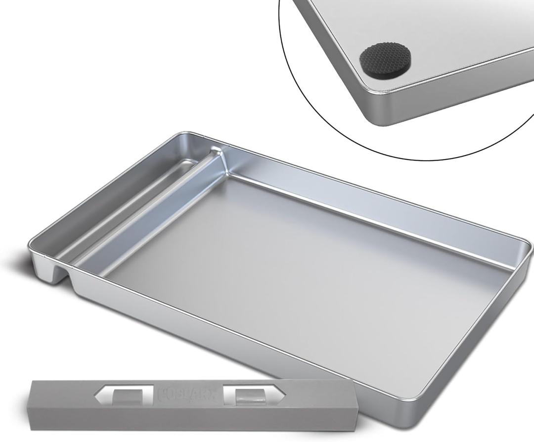 Reusable Litter Tray Compatible with Petsafe-Scoop Free Self-Cleaning Cat Litter Box Upgraded Clip-on Designed Waste Extender, Non Slip Rubber, Stainless Steel Never Absorb Odors & Easier to Clean