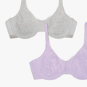 Fruit of the Loom Women's Unlined Underwire Bra - Cotton & Spandex Blend for Natural Shape and Flexibility 2 Piece, 34D