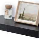 Fun Memories 12" Deep Black Floating Shelves, Rustic Wood Wall Shelves for Wall Decor & Storage, 24 x 12 Floating Shelf for Living Room, Bathroom, Bedroom, Set of 1