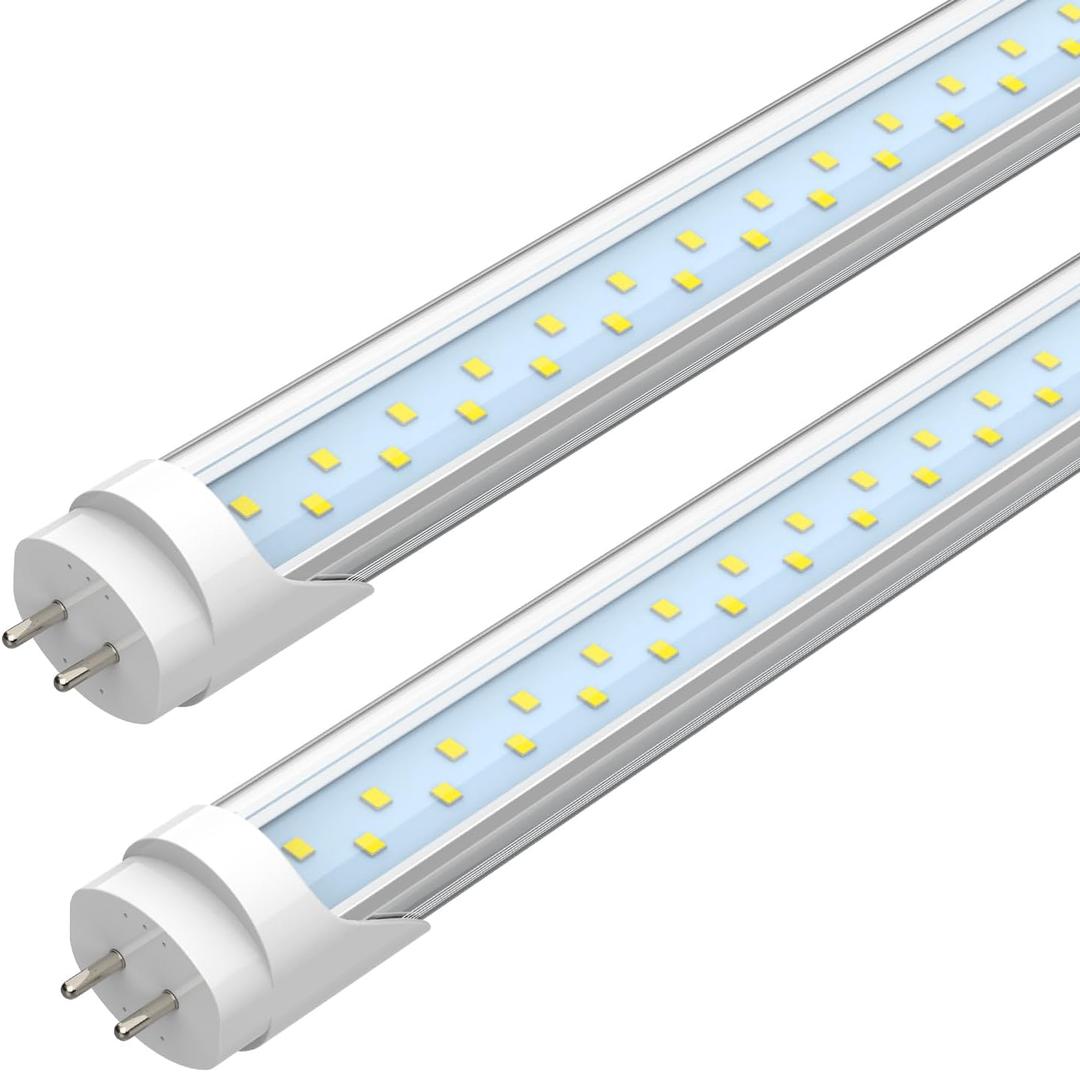 JESLED T8 LED 4FT Type A+B Light Bulbs, 24W, 3200LM, 5000K Daylight | Plug and Play or Ballast Bypass, 4 Foot T12 LED Replacement, ETL Listed, Single or Double End Powered, Clear(2-Pack)