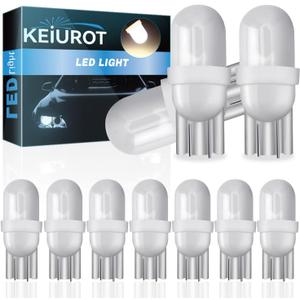 Keiurot 555 Bulb T10 194 DC AC 6V 6.3V for Pinball Led Bulbs Arcade Pinball Machine Light Bulb Lamp Warm White Nonpolarity, Pack of 10