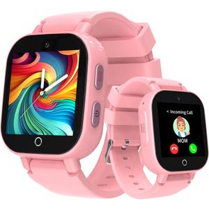 Phyulls 4G Kids Smart Watches Girls with GPS Tracker & Video Calling Texting, Kids Cell Phone Watch Age 4-12, Waterproof One-Key SOS Call Voice Chat Camera Alarm Pedometer GPS Tracker Watch (Pink)