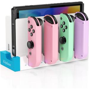 Switch Controller Charger Dock for Nintendo Switch 1/OLED for 4 Joy-Cons | Fast Charging Station for 4 Joycons, Stand for Nintendo Switch Dock Accessories, with LED Indicator & Extra USB 2.0 Port