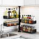Mixoo Spice Rack Organizer Tension Pole, 4-Tier Adjustable Spice/Seasoning Organizer for Kitchen Countertop, Space-Saving Spice Storage Corner Shelf for Kitchen, Coffee Area, 16.5-23.6 Inch, No Drill