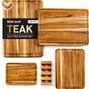 4 Pack Teak Cutting Board Set for Kitchen Heavy Duty Non Toxic Non Slip Solid Thick Wood Haus Chopping Board Extra Large Big Small Meat Best Wooden Charcuterie Board, 11x16in ; 9x13im ; 8x11 in