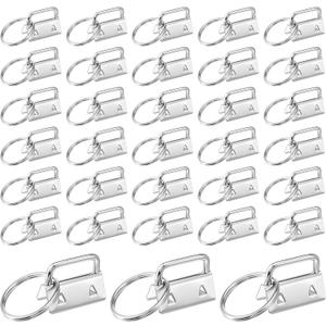Dimeho Key Fob Hardware 150 Pcs, 1 Inch Keychain Wristlet Bulk Silver Metal Key Lanyard Keys Chain Making Hardware Supplies for Making Keys Chains Bags Hand Craft