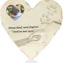 Basic Fundamentals Heart-Shaped Pet Memorial Stone with 2x3 Photo Frame, Quote and Paw Print Design - Indoor Outdoor Animal Loss Pet Memorial Stones - Sympathy Gifts for Dog, Cat, or Pet Loss - Cream