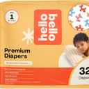 Hello Bello Premium Diapers Size 1 (8-12 lbs), Balloon Buddies Designs, 32ct Jumbo Pack