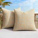MIULEE Outdoor Texture Throw Pillow Covers Waterproof Pack of 2 Spring Decorative Woven Farmhouse Cushion Covers for Patio Garden Balcony Porch Tent Bench Sofa, 18x18 Inch Orange Green