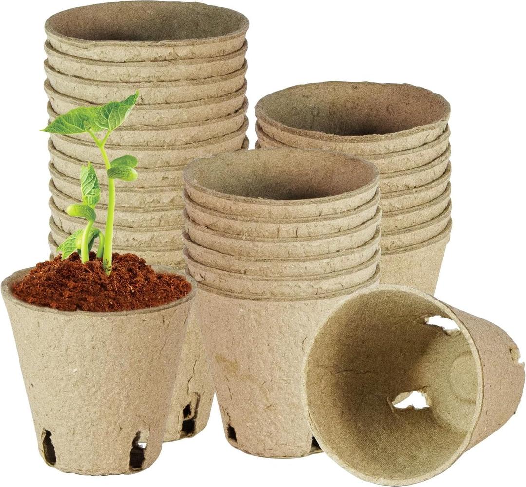 26 Pcs Peat Pots, Biodegradable Pots for Seedlings with Drain Holes, Garden Plant Nursery Pots for Plants, Vegetables,Fruits and Herb (26)